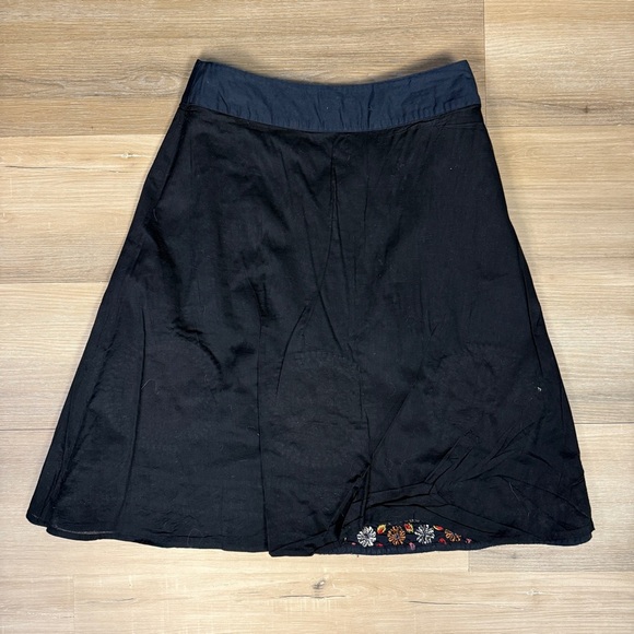 Embroidered Navy Boho A-Line Midi Skirt - Picture 6 of 9